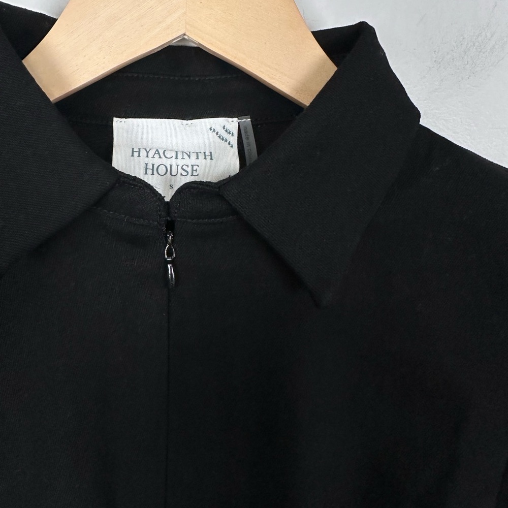 HYACINTH HOUSE Black Front Zip Denim Mini Dress SMALL - Picture 8 of 12